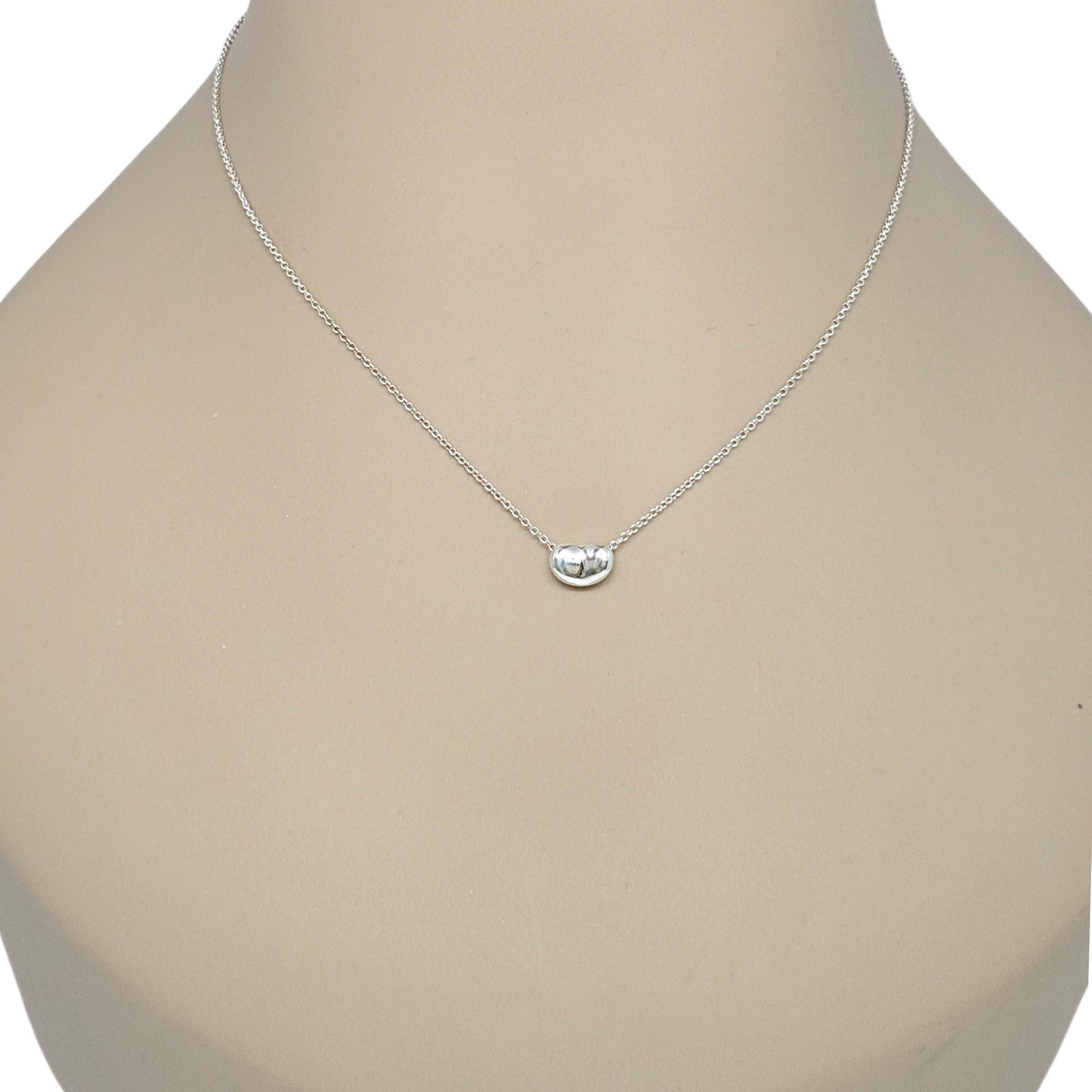 Tiffany & Co Elsa Peretti Sterling Silver Bean Pendant w/Chain Necklace #20140 5