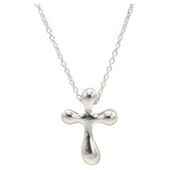 Tiffany & Co. Elsa Peretti Sterling Silver Cross Pendant Drop Necklace 