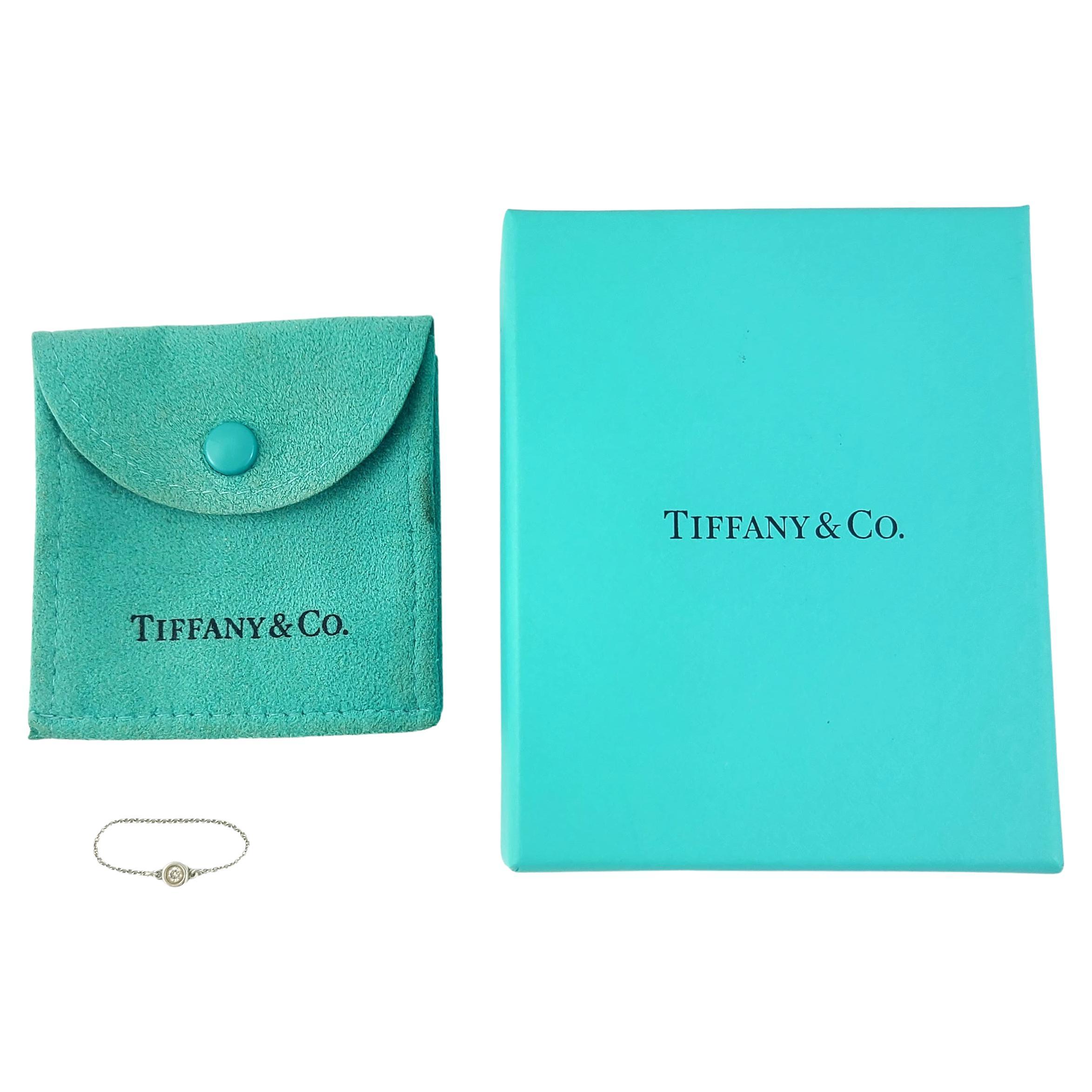 Tiffany & Co. Elsa Peretti Bague « Diamond by the Yard » en argent sterling avec boîte et pochette