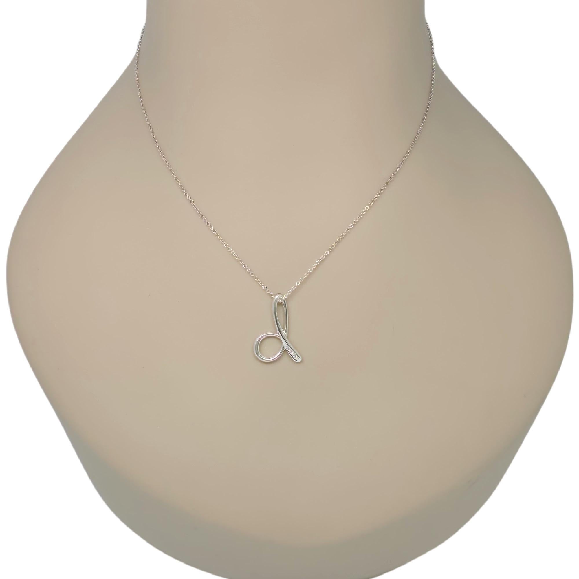 Tiffany & Co Elsa Peretti Sterling Silver Diamond Initial D Necklace w/Box 20809 6