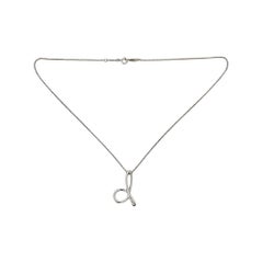 Tiffany & Co Elsa Peretti Sterling Silver Diamond Initial D Necklace w/Box 20809