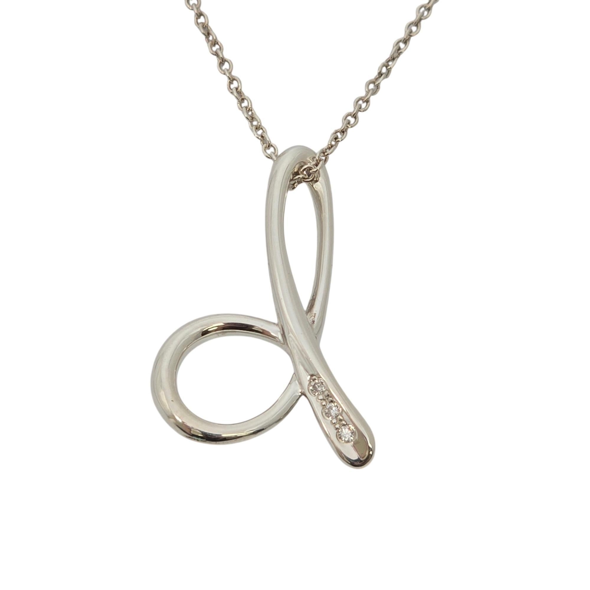 Tiffany & Co Elsa Peretti Sterling Silver Diamond Initial D Necklace w/Box 20809 In Good Condition In Washington Depot, CT