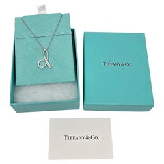 Tiffany & Co Elsa Peretti Sterling Silver Diamond Initial D Necklace w/Box 20809