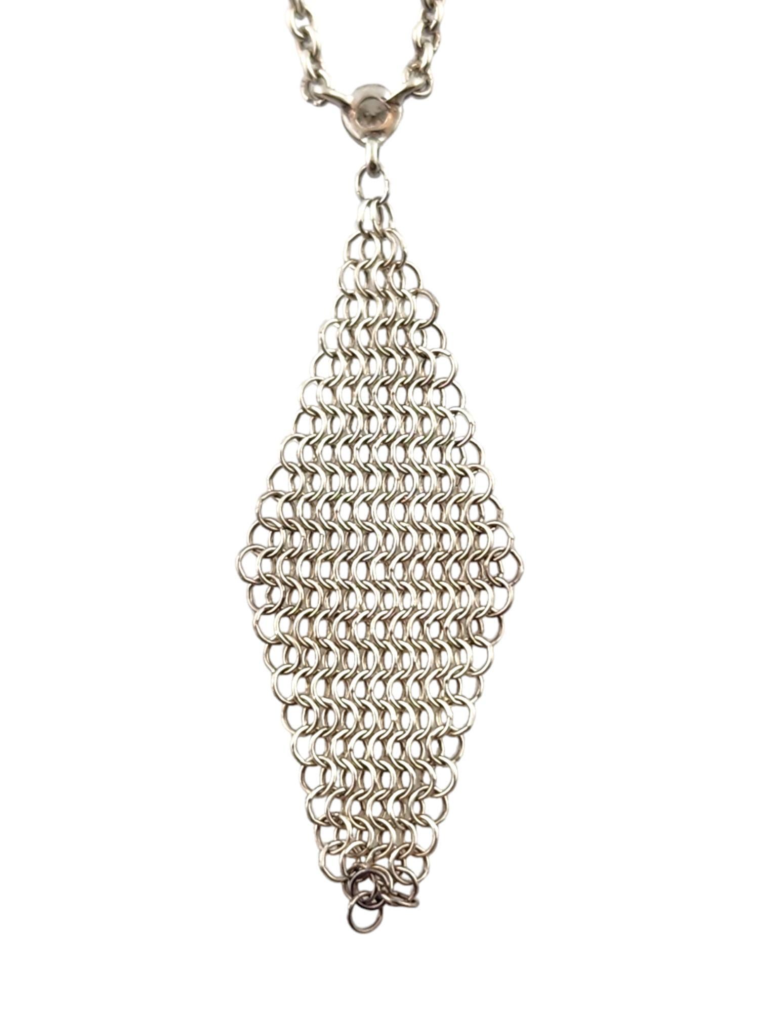 Tiffany & Co Elsa Peretti, collier pendentif maille en argent sterling et diamants #18301 Bon état à Washington Depot, CT