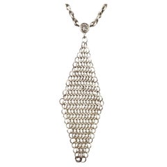 Tiffany & Co Elsa Peretti Sterling Silver Diamond Mesh Pendant Necklace #18301