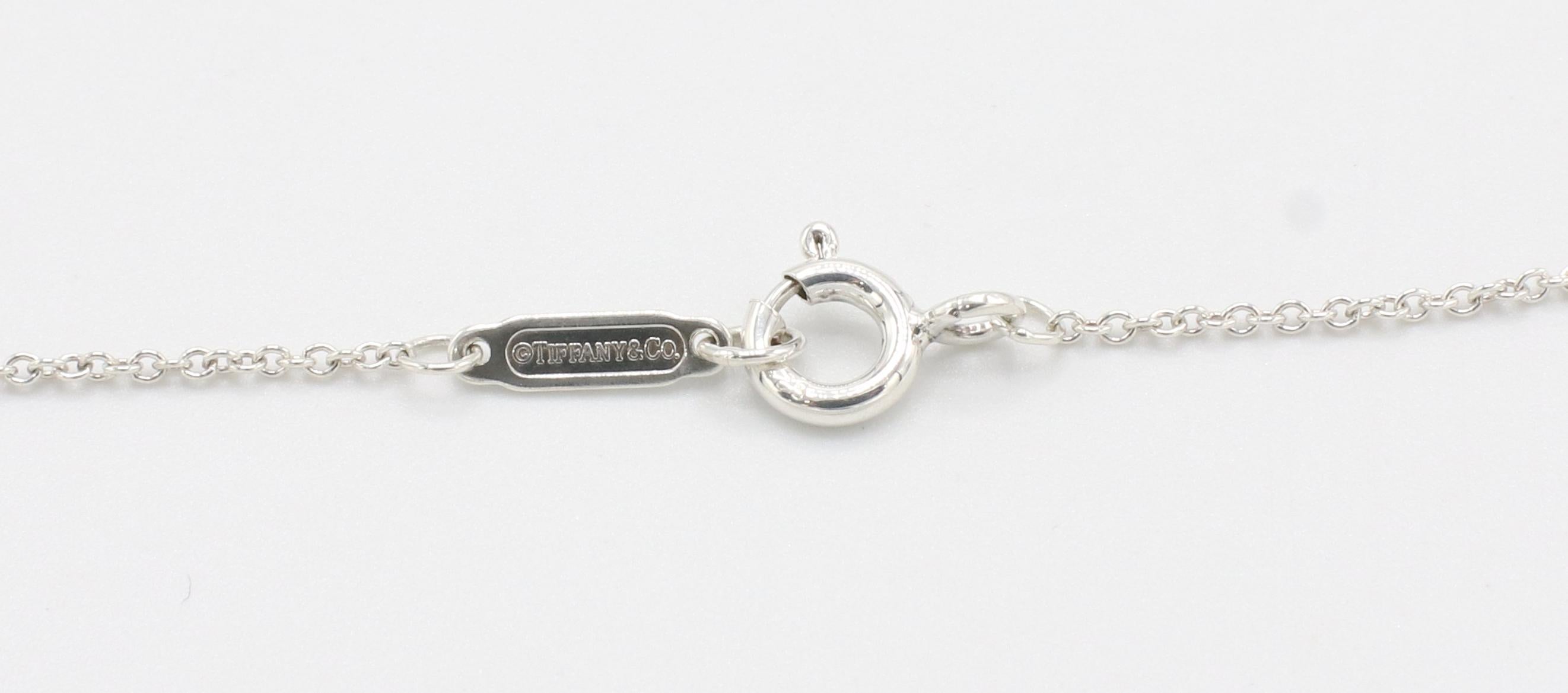 Round Cut Tiffany & Co. Elsa Peretti Sterling Silver Diamond Open Heart Pendant Necklace