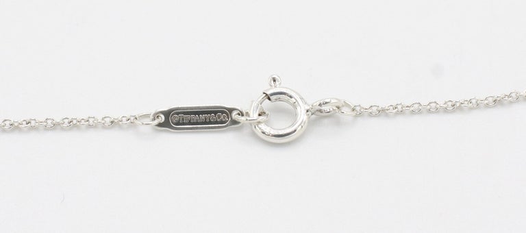 Round Cut Tiffany & Co. Elsa Peretti Sterling Silver Diamond Open Heart Pendant Necklace