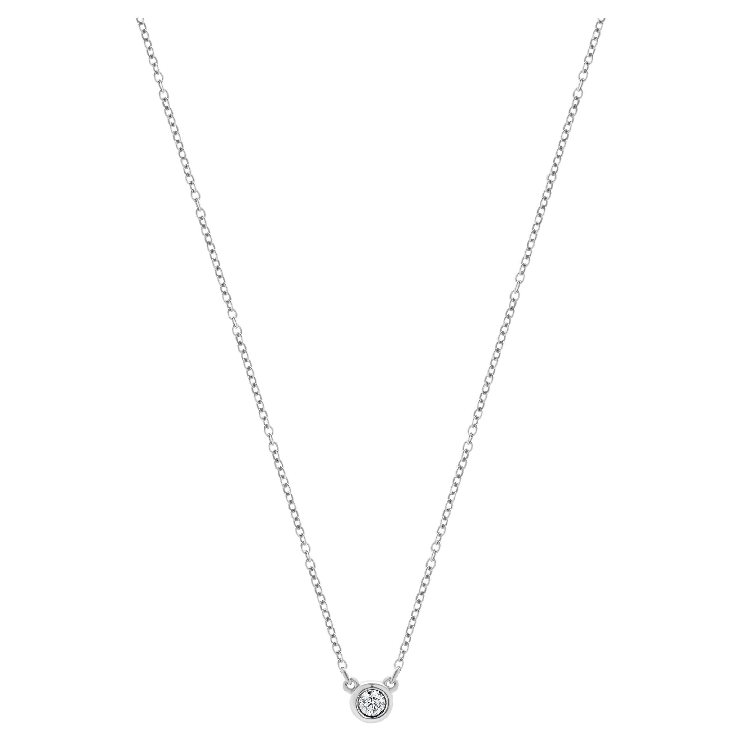 Tiffany & Co. Elsa Peretti Sterling Silver Diamond Solitaire Necklace