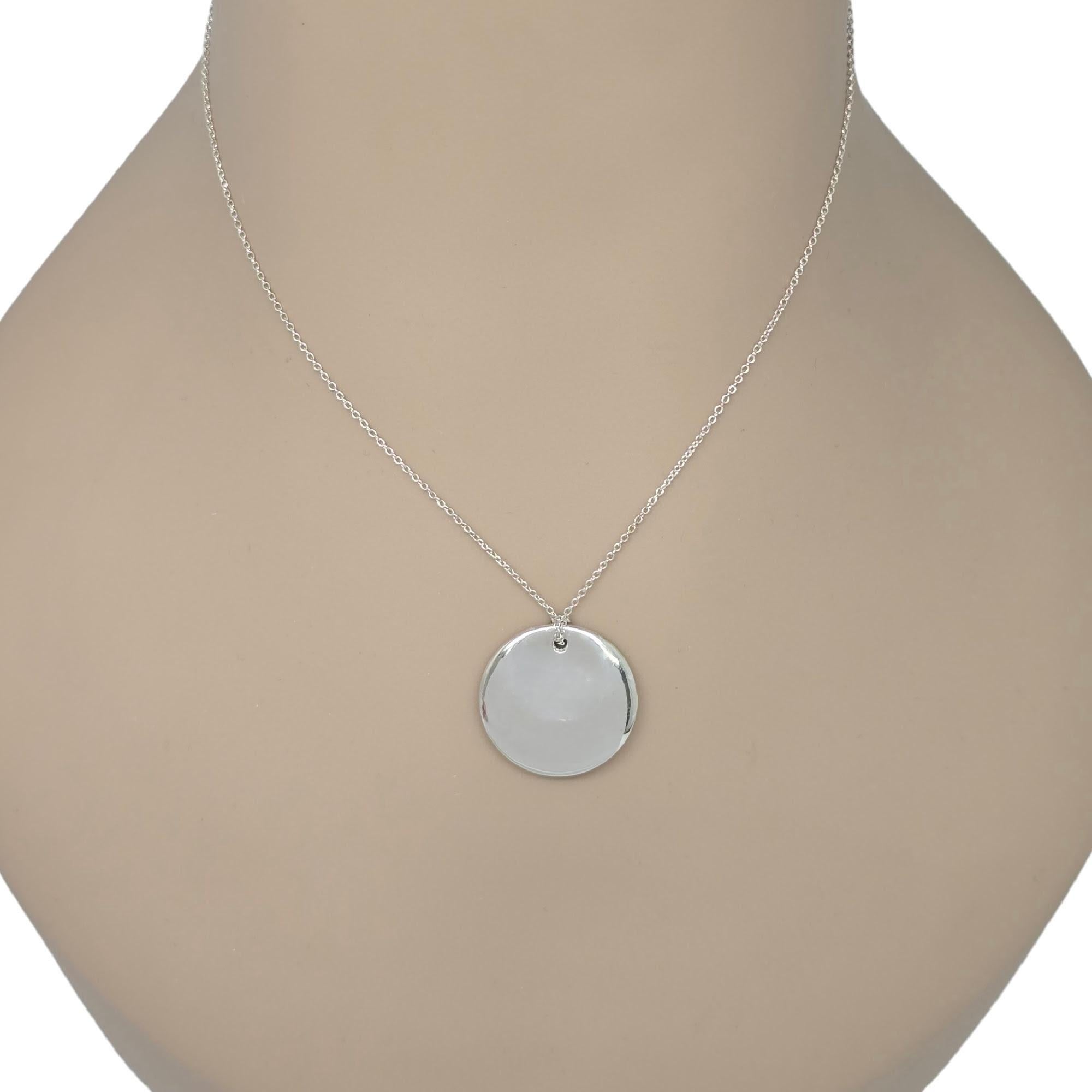 Tiffany & Co Elsa Peretti Sterling Silver Disc Pendant Chain Necklace 15