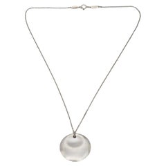 Tiffany & Co Elsa Peretti Sterling Silver Disc Pendant Chain Necklace 15" #20807