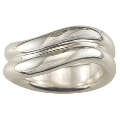 Tiffany & Co. Elsa Peretti Sterling Silver Doppio Wave Band Ring Size 6 #19646