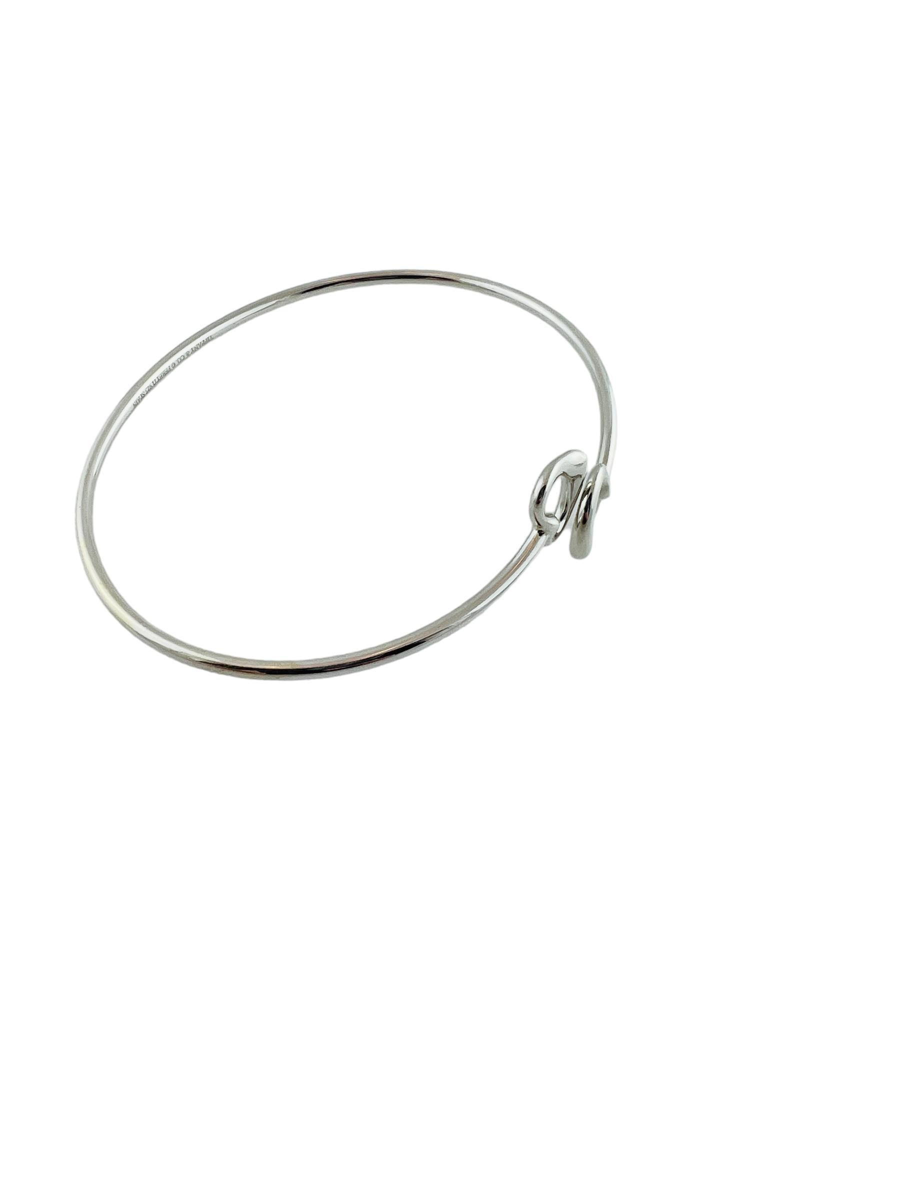 Tiffany & Co. Elsa Peretti Sterling Silver Double Heart Bangle Bracelet #15447 1