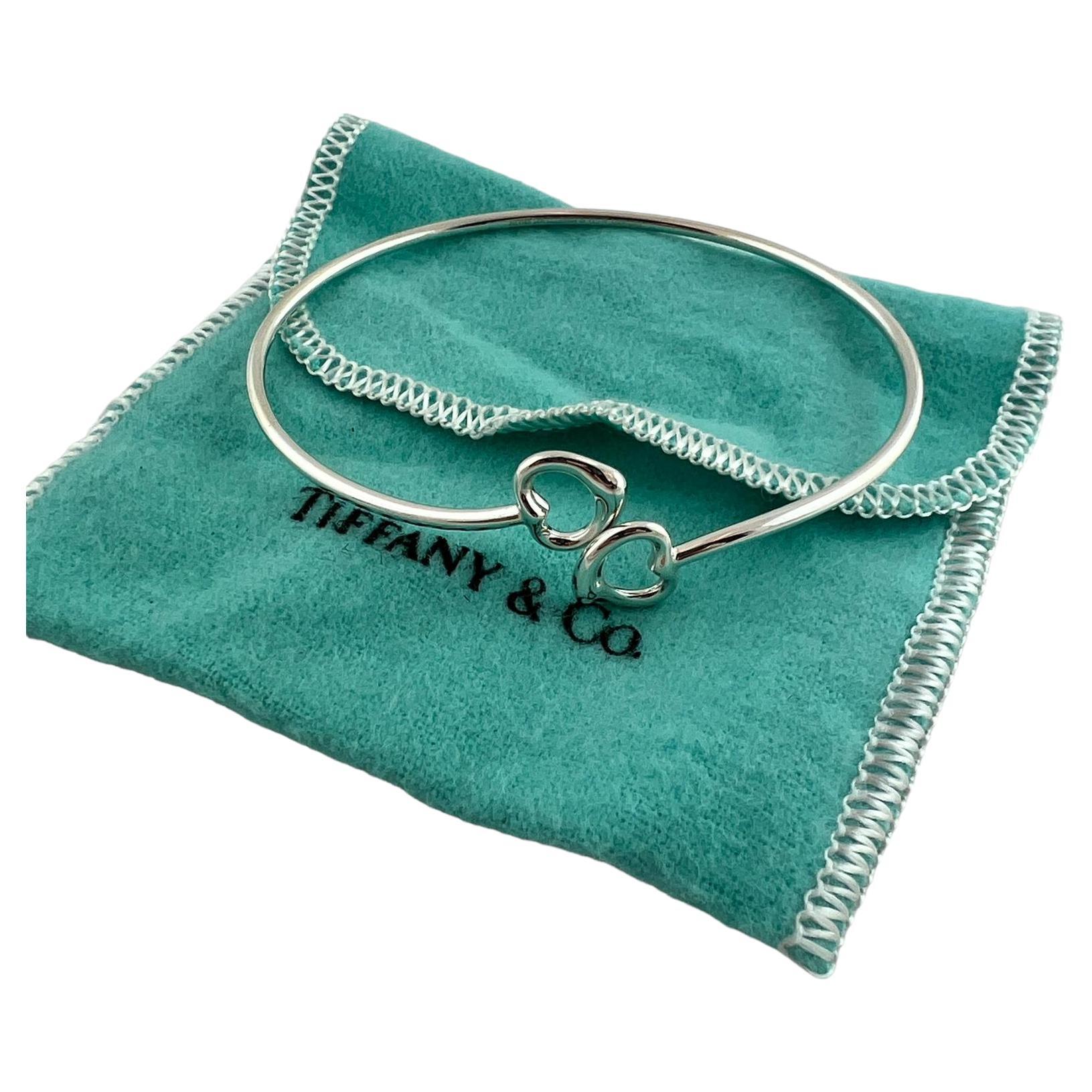 Tiffany & Co. Elsa Peretti Sterling Silver Double Heart Bangle Bracelet #15447