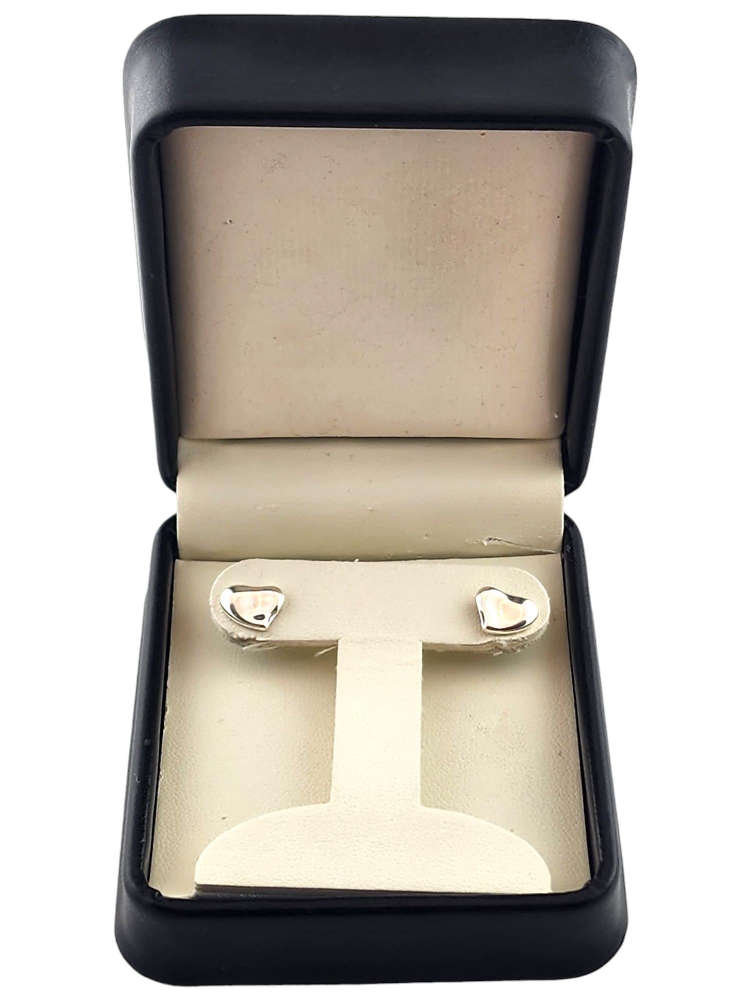 Tiffany & Co Elsa Peretti Sterling Silver Full Heart Earrings #18318 2