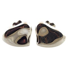 Tiffany & Co Elsa Peretti Sterling Silver Full Heart Earrings #18318