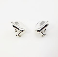 Tiffany & Co. Elsa Peretti Sterling Silver Full Heart Earrings