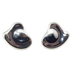 Tiffany & Co. Elsa Peretti Sterling Silver Full Heart Earrings