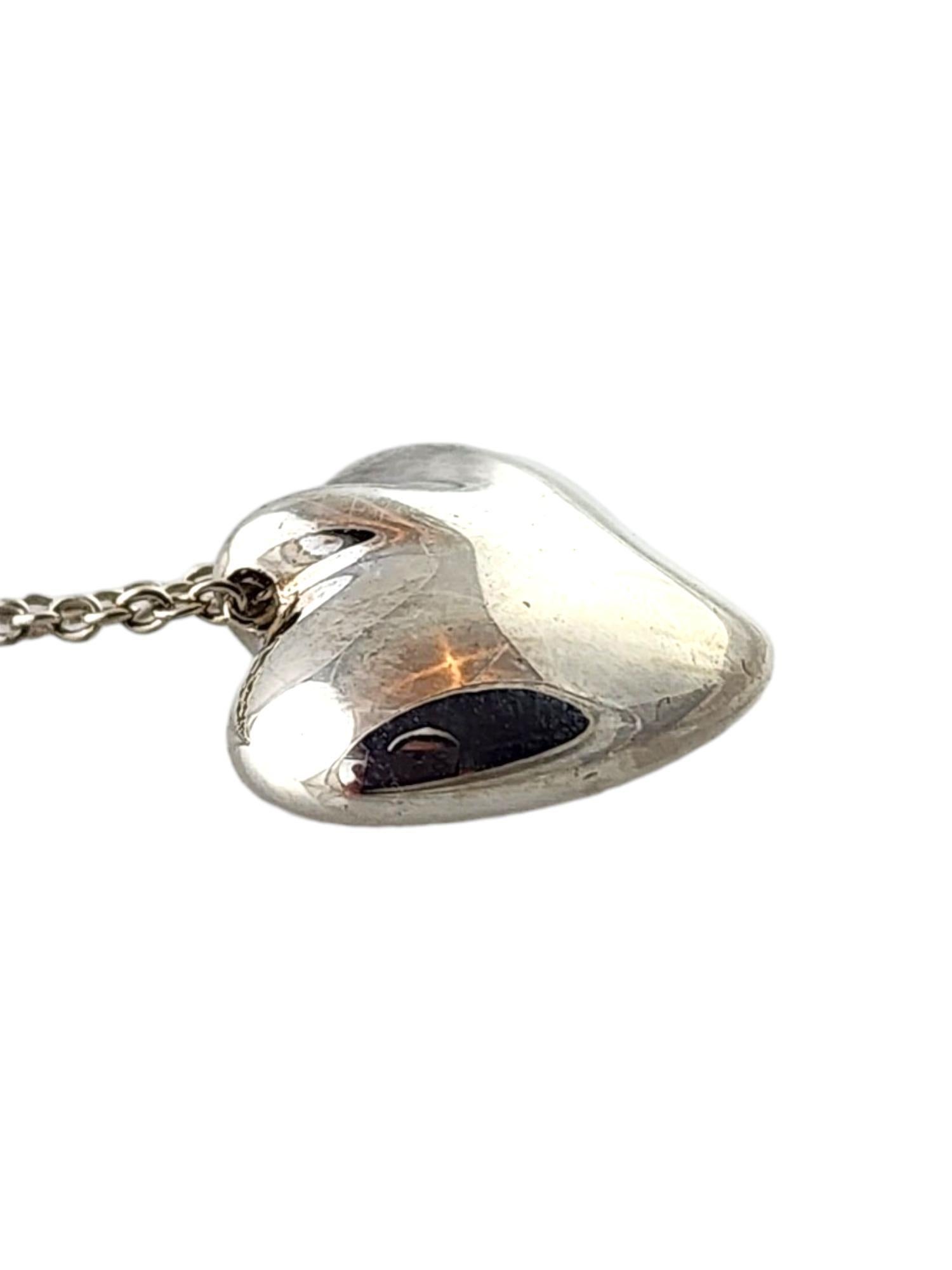 Women's Tiffany & Co Elsa Peretti Sterling Silver Full Heart Pendant Necklace #18275 For Sale