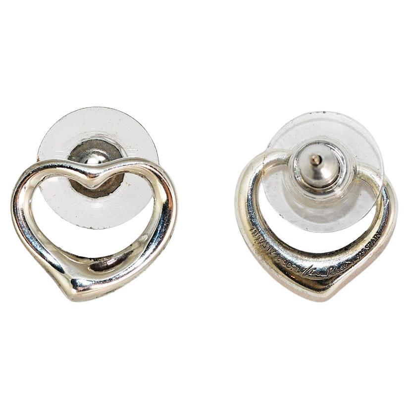 Tiffany & Co. Elsa Peretti Sterling Silver Heart Earrings  3.4g For Sale