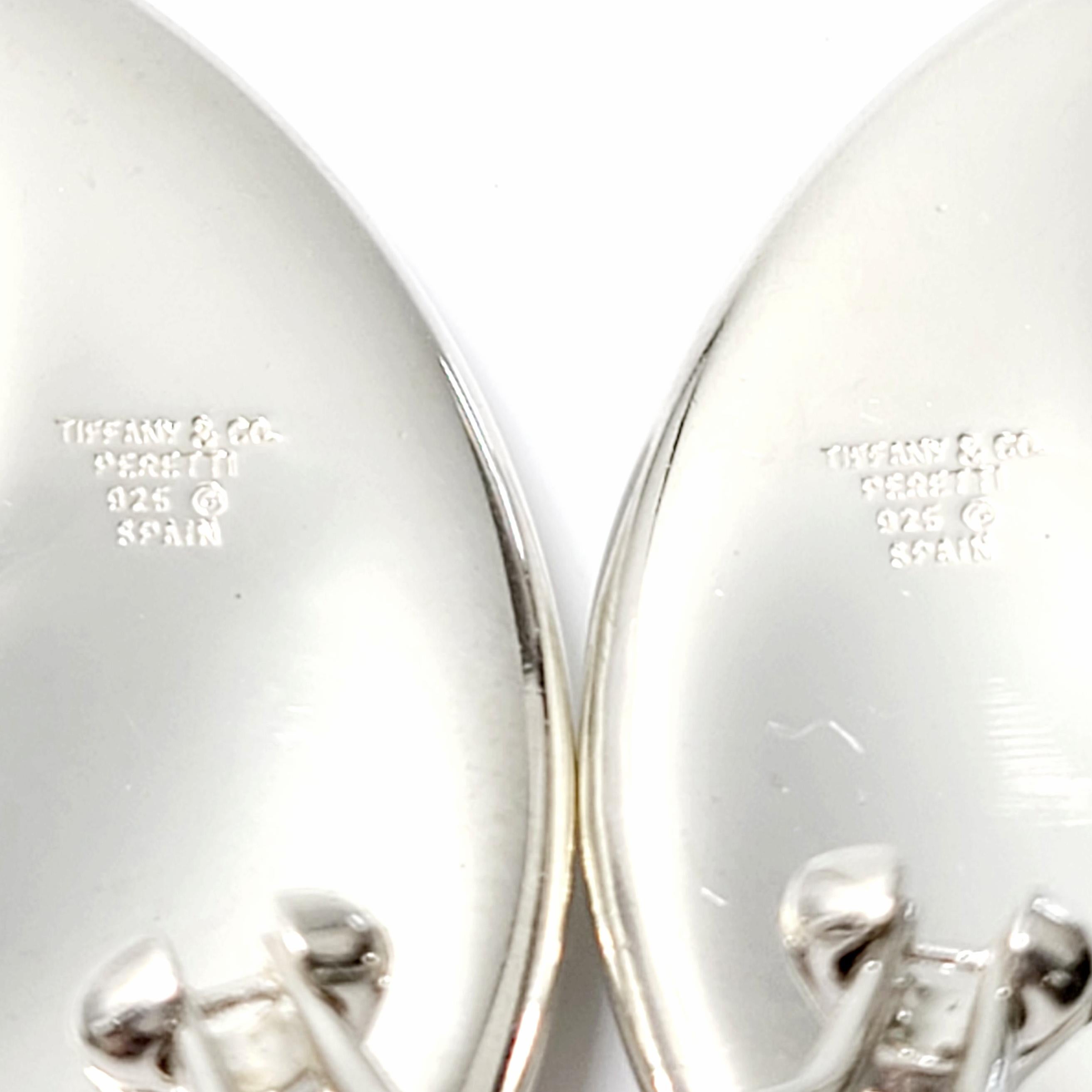 Tiffany & Co Elsa Peretti Sterling Silver Large Comma Clip-On Earrings In Good Condition In Washington Depot, CT