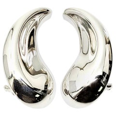 Tiffany & Co Elsa Peretti Sterling Silver Large Comma Clip-On Earrings