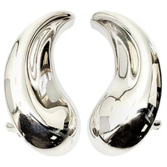 Tiffany & Co Elsa Peretti Sterling Silber große Komma Clip-Ohrringe