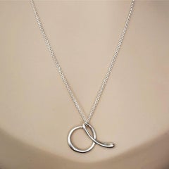 Tiffany & Co Elsa Peretti Sterling Silver Letter A Pendant with Chain Necklace
