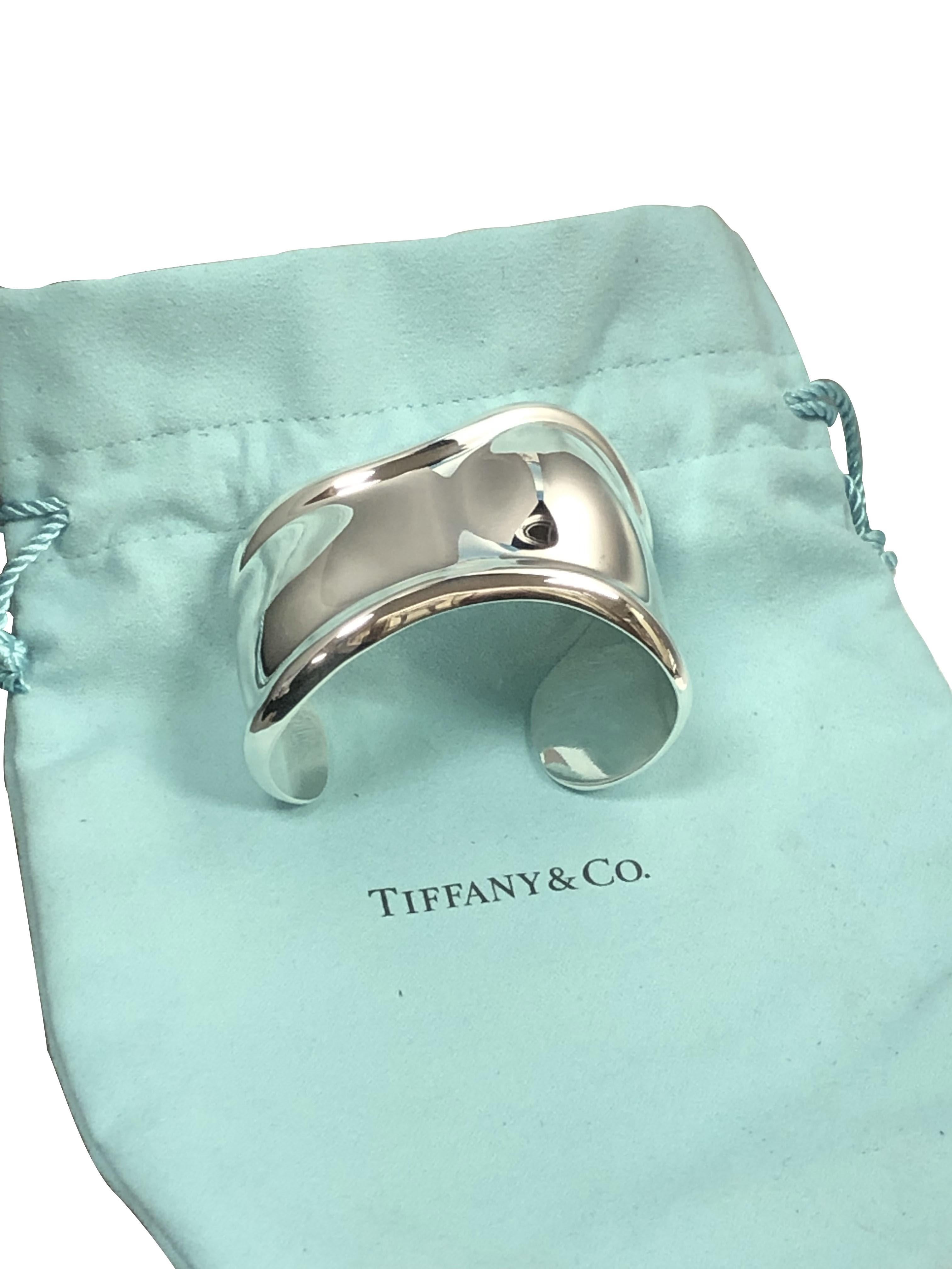 Women's Tiffany & Co. Elsa Peretti Sterling Silver Medium Bone Cuff Bracelet For Sale