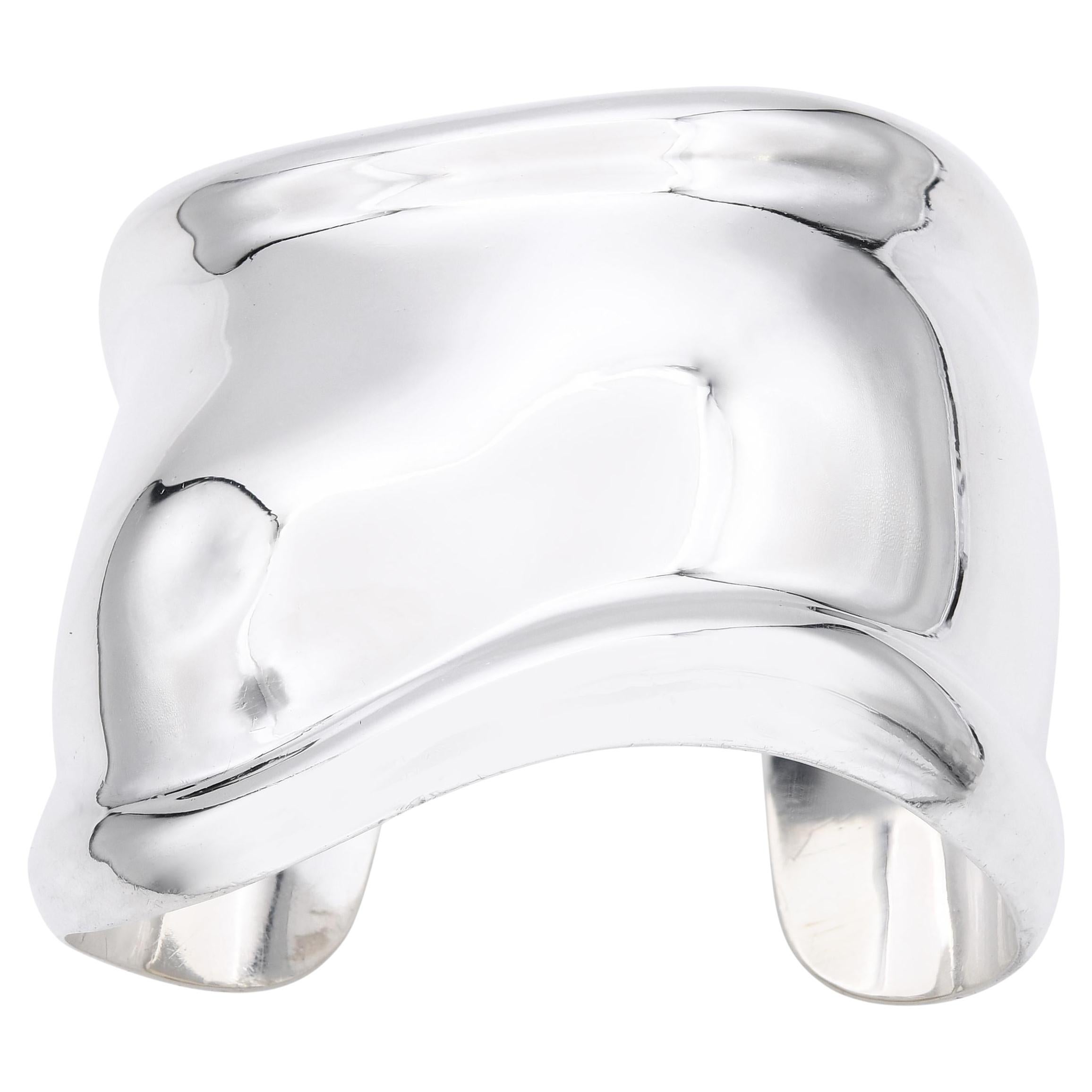 Tiffany & Co Elsa Peretti Sterling Silver Medium Left Bone Cuff Size Medium