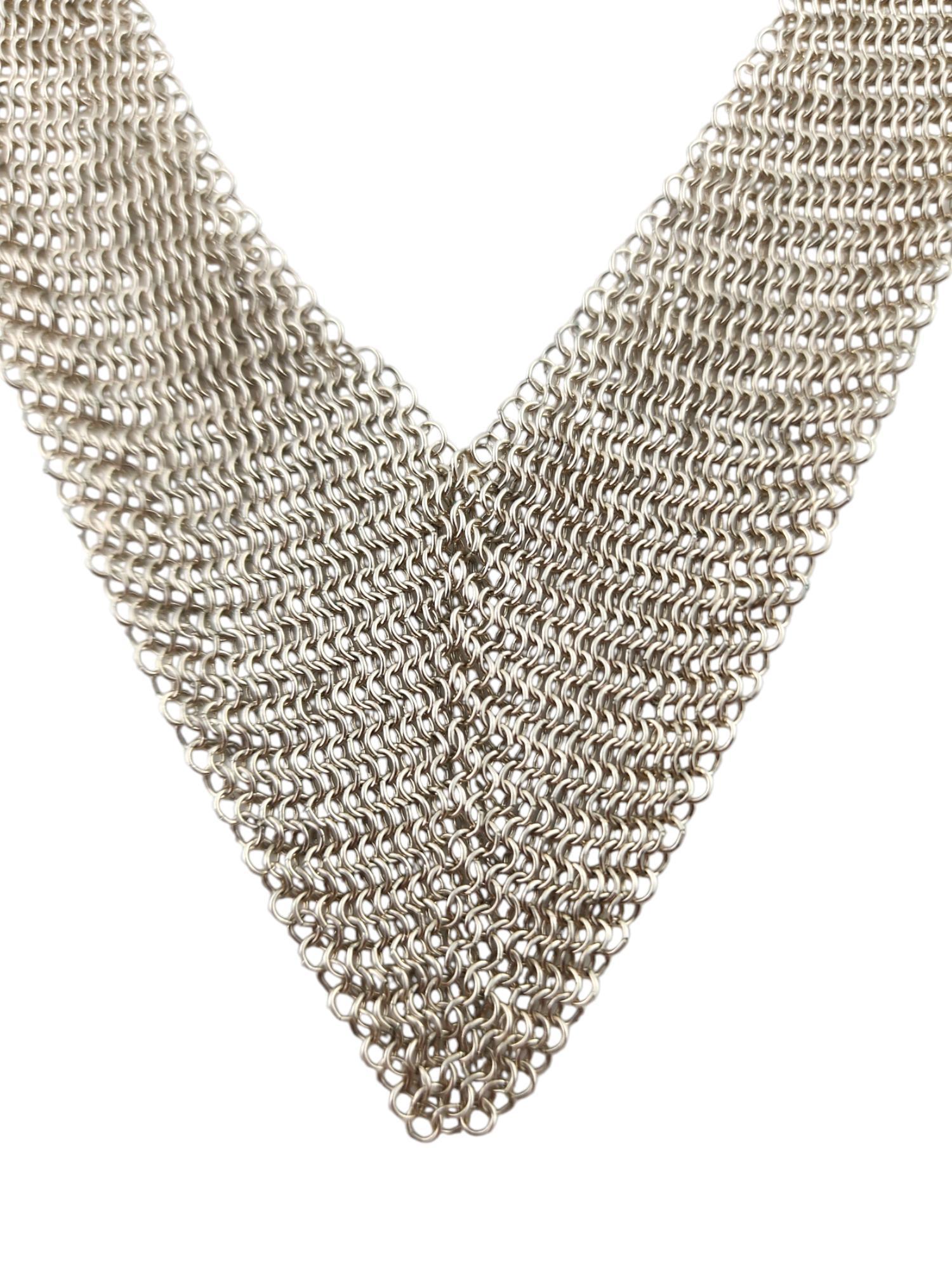 Contemporary Tiffany & Co. Elsa Peretti Sterling Silver Mesh Bib Necklace w/Box #18942