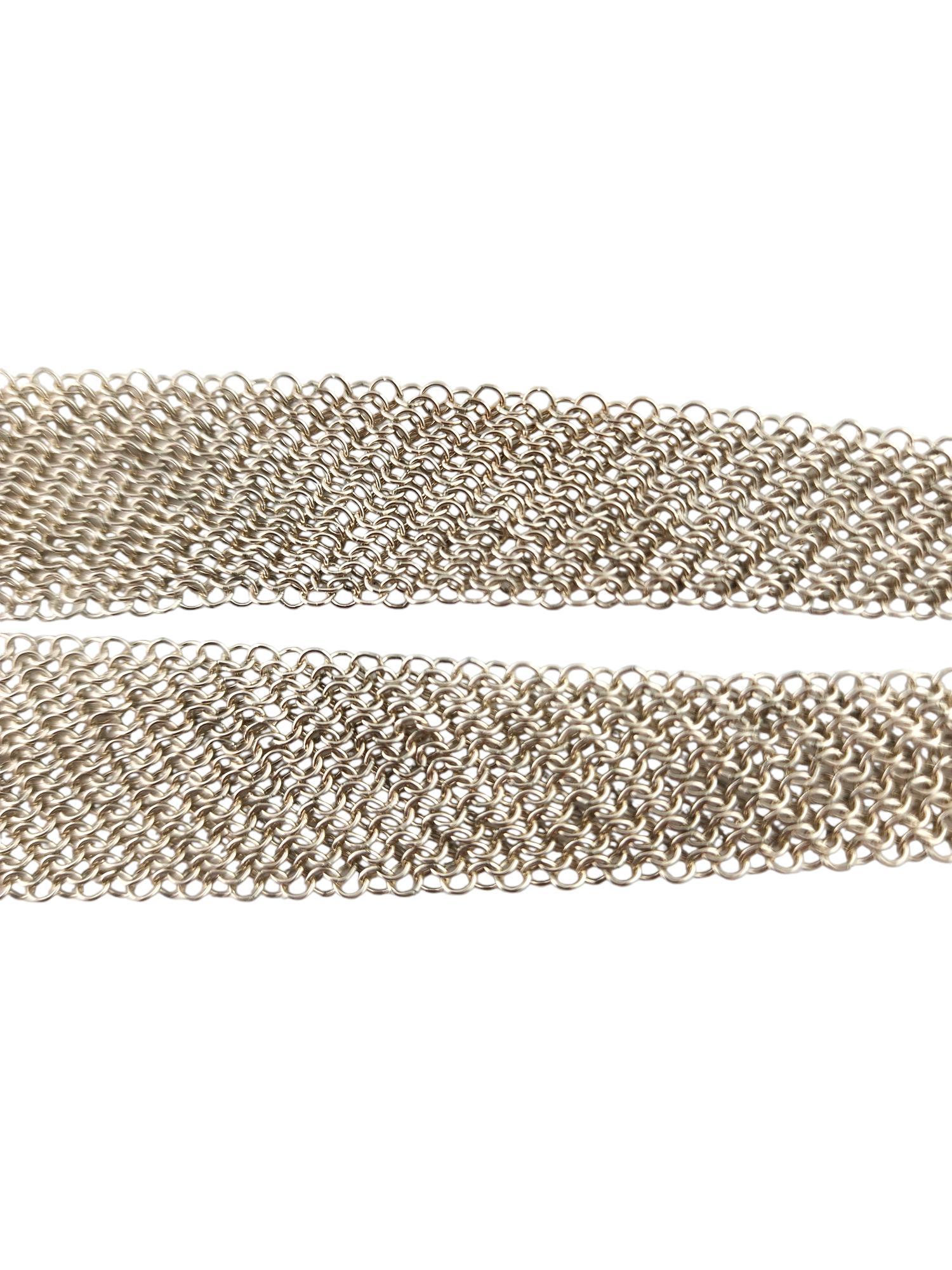 Tiffany & Co. Elsa Peretti Sterling Silver Mesh Bib Necklace w/Box #18942 In Good Condition In Washington Depot, CT