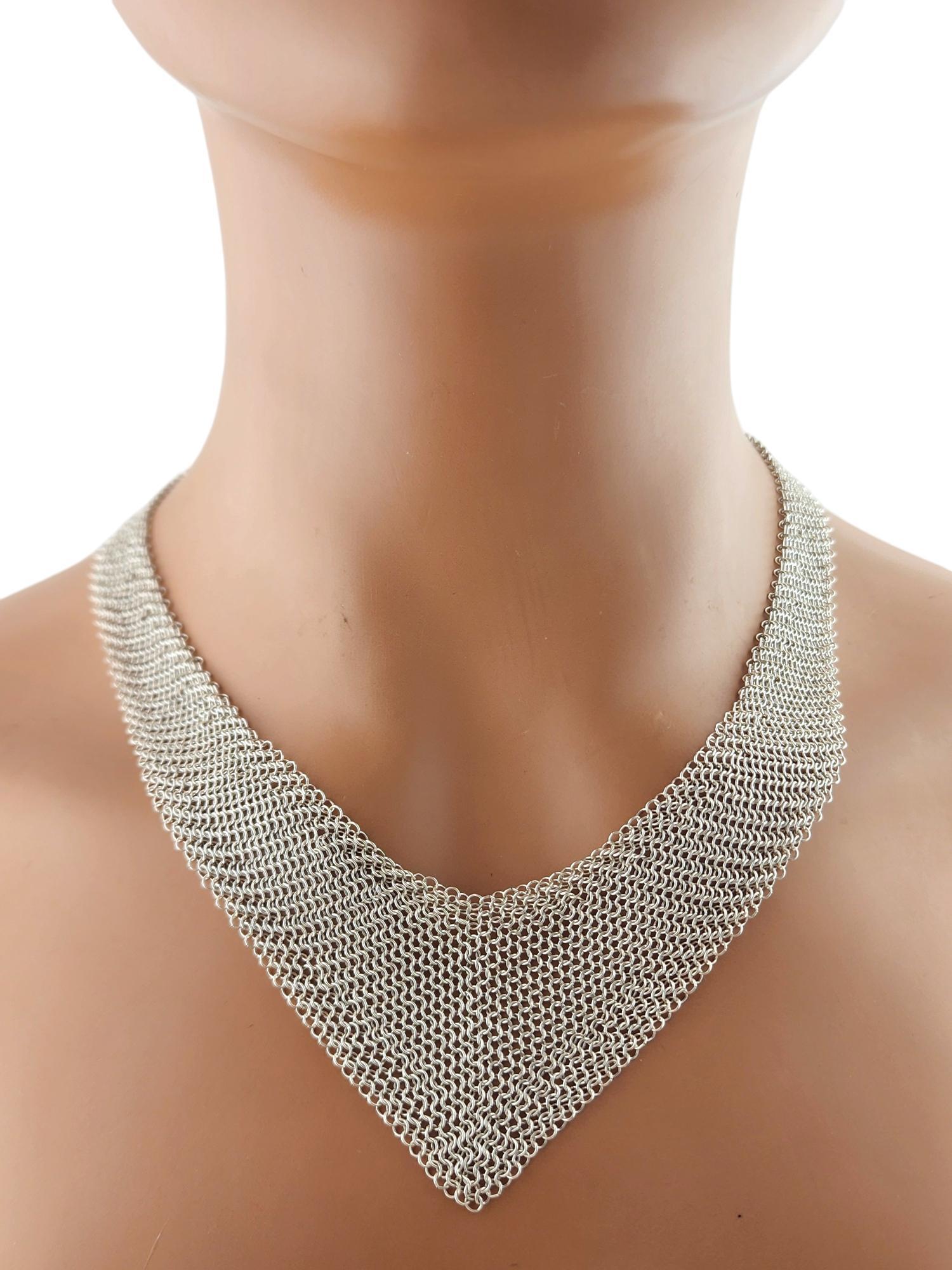 Tiffany & Co. Elsa Peretti Sterling Silver Mesh Bib Necklace w/Box #18942 2