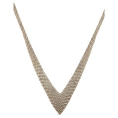 Tiffany & Co. Elsa Peretti Sterling Silver Mesh Bib Necklace w/Box #18942
