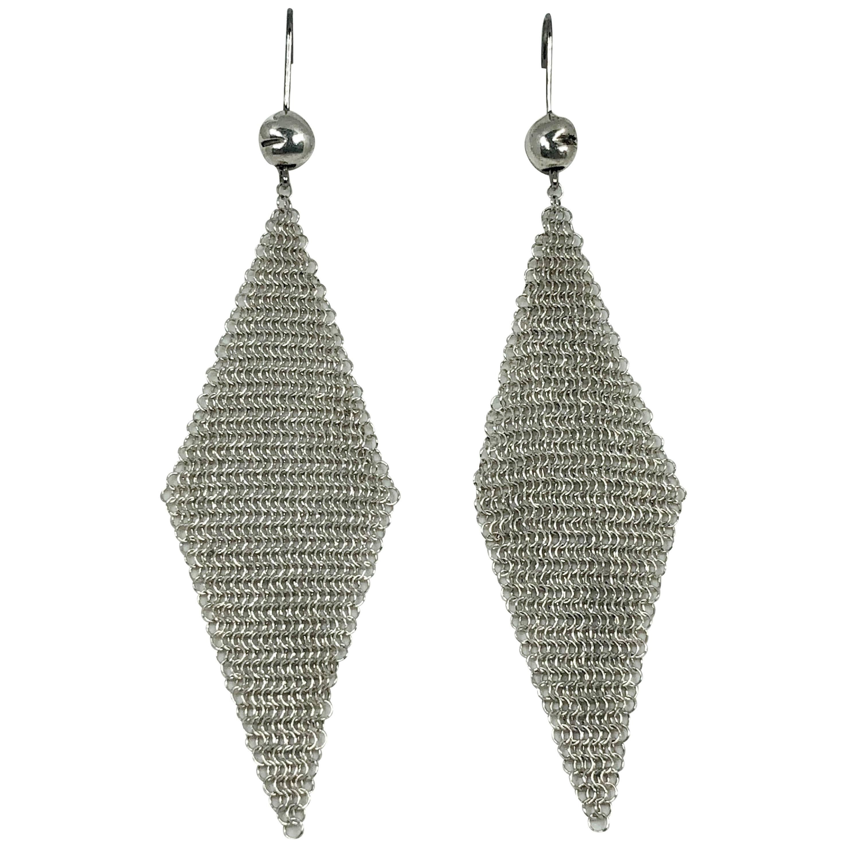 Tiffany & Co. Elsa Peretti Sterling Silver Mesh Handkerchief Earrings