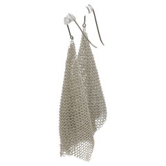 Tiffany & Co. Elsa Peretti Sterling Silver Mesh Scarf Dangle Drop Earrings