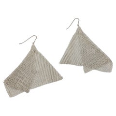 Tiffany & Co. Elsa Peretti Sterling Silver Mesh Scarf Dangle Drop Earrings