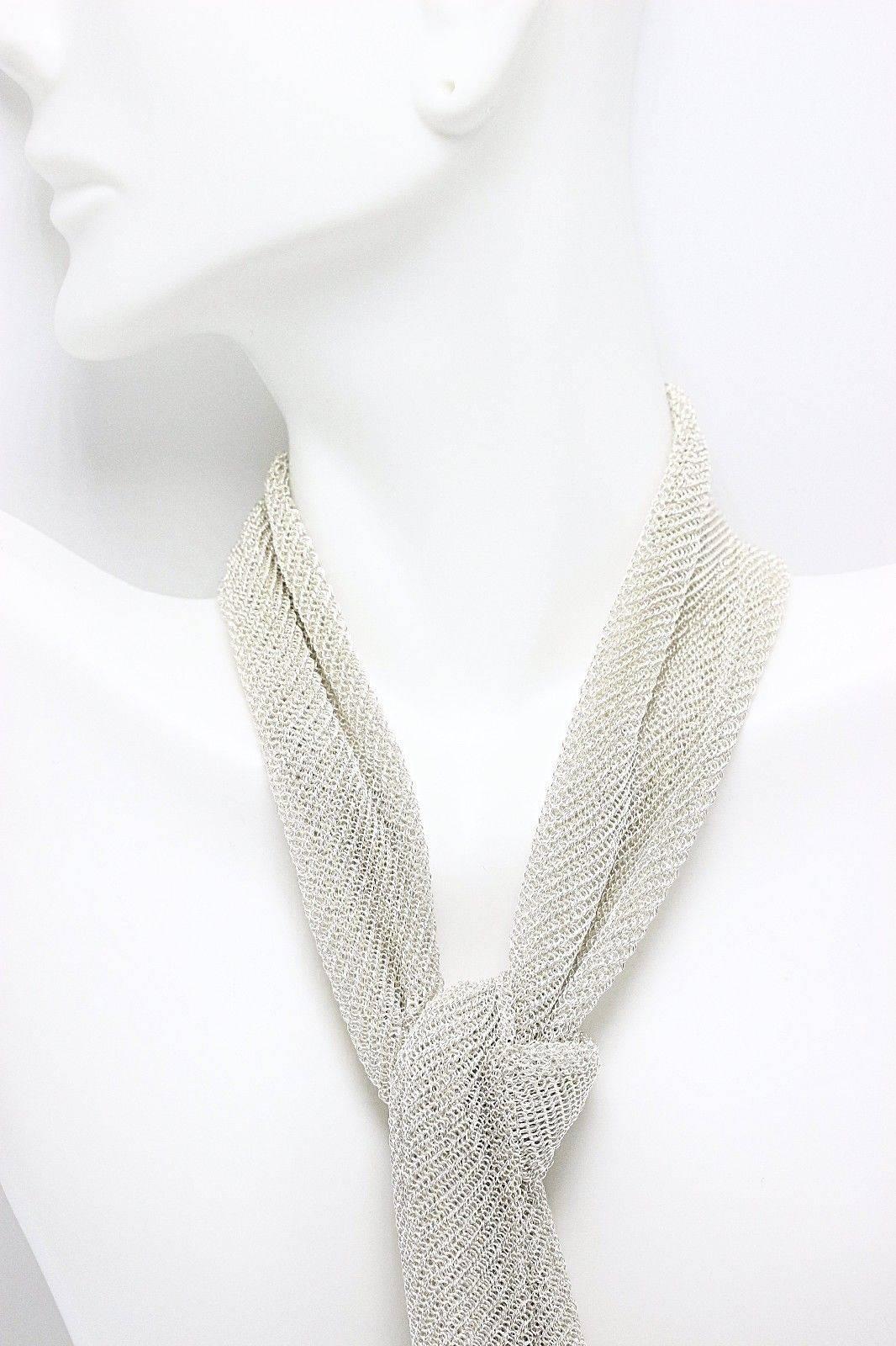 Tiffany & Co. Elsa Peretti Sterling Silver Mesh Scarf Necklace In Excellent Condition In San Diego, CA