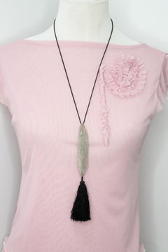 Tiffany & Co. Elsa Peretti Sterling Silver Mesh Tassel Necklace Circa 1970s