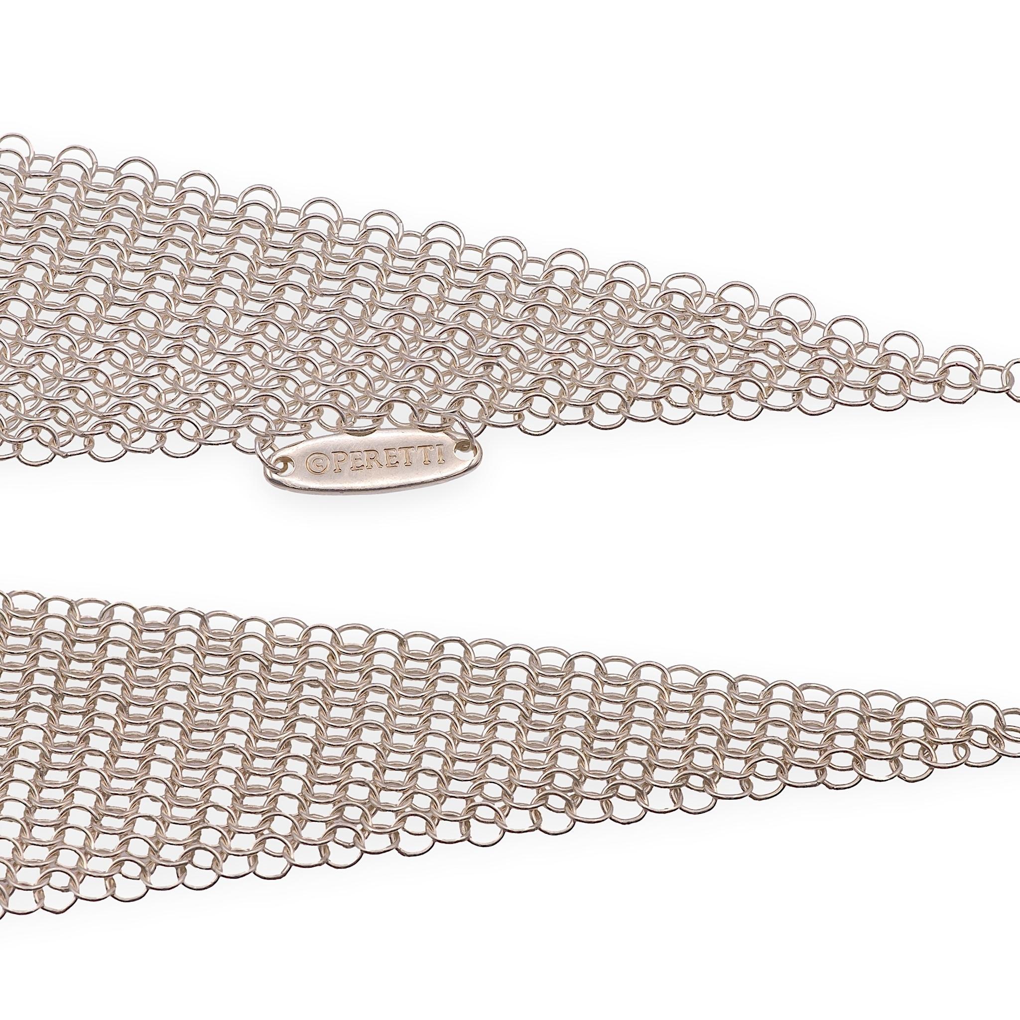 Tiffany & Co. Elsa Peretti Sterling Silver Mesh Tie Scarf Necklace 41.5