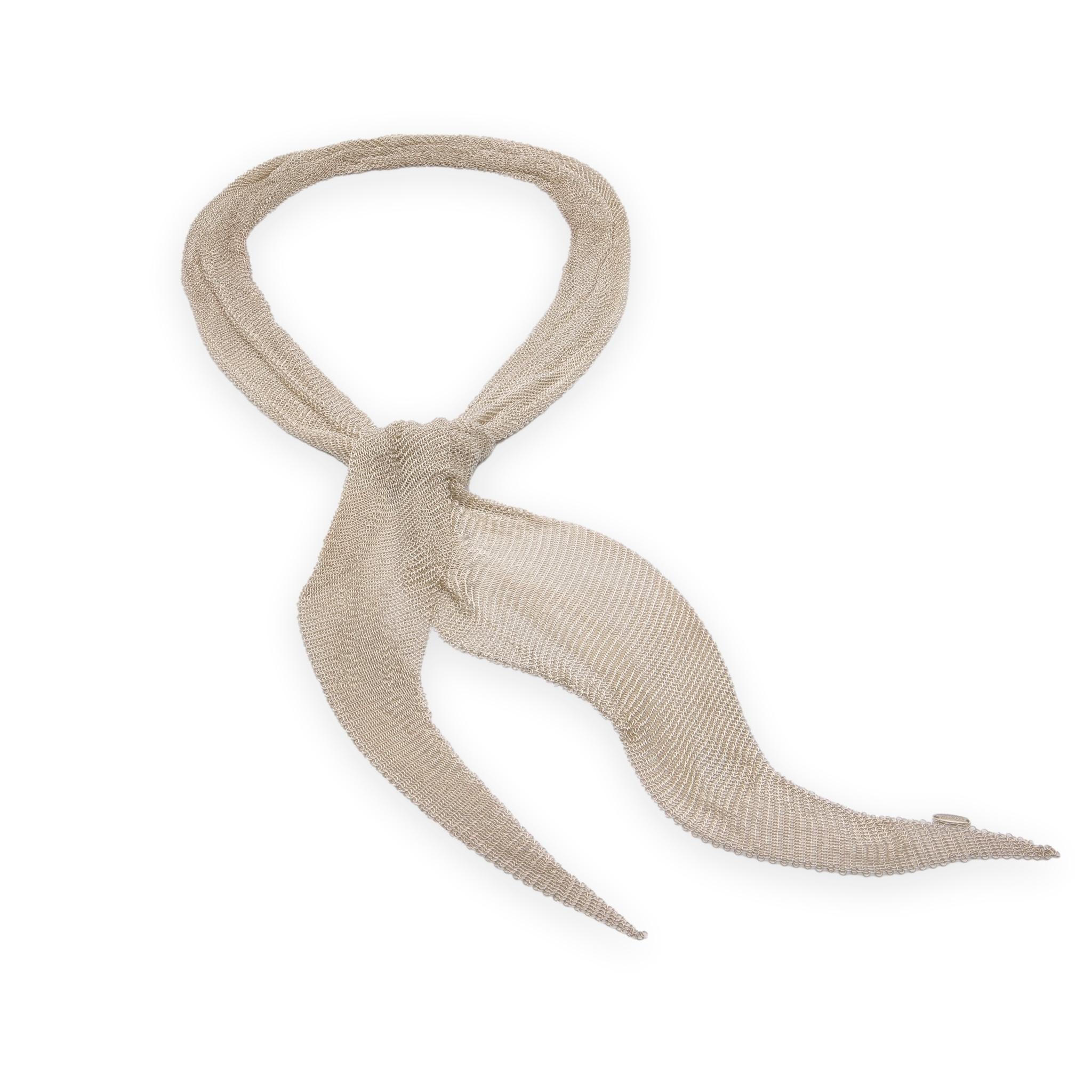 Tiffany & Co. Elsa Peretti Sterling Silver Mesh Tie Scarf Necklace 41.5