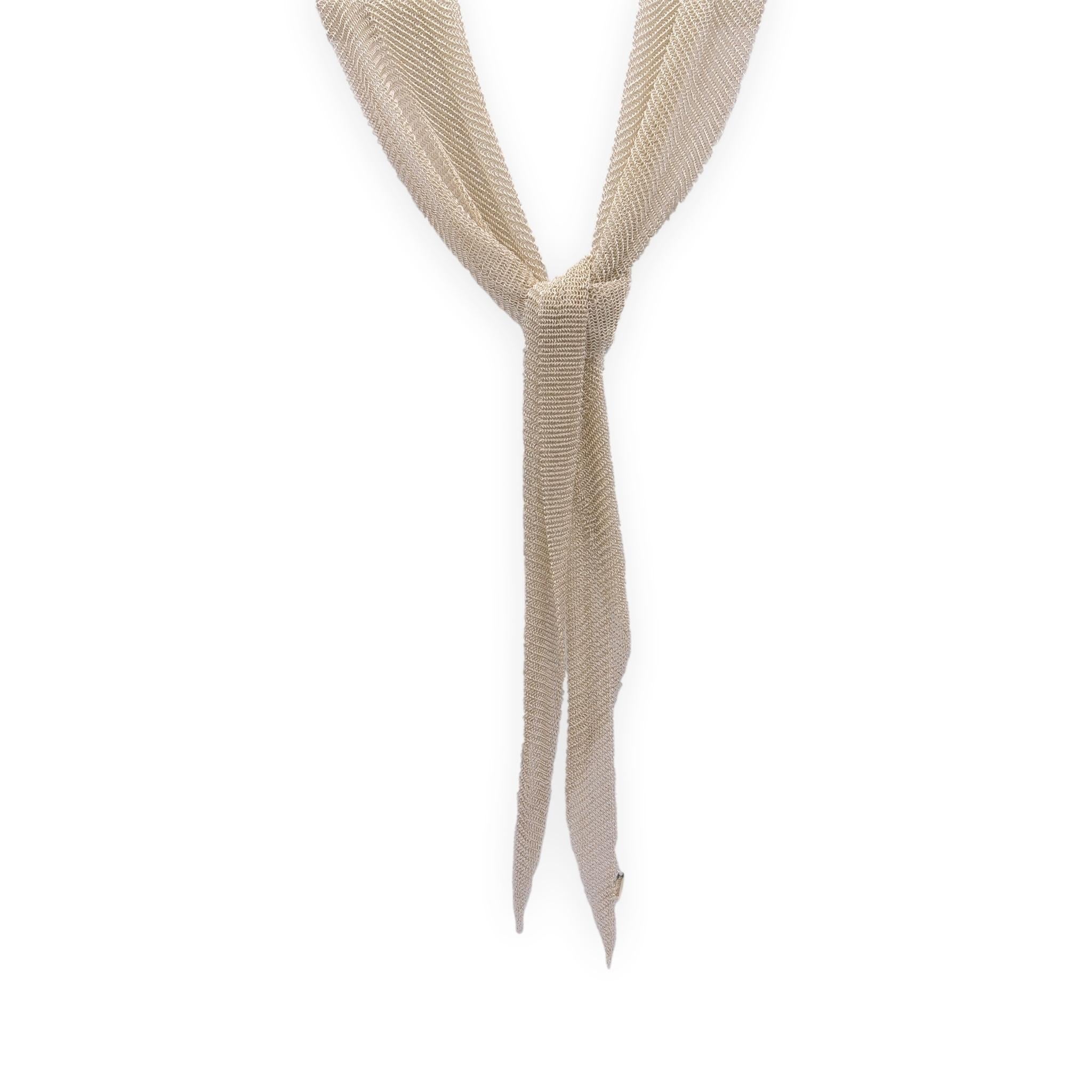 Tiffany & Co. Elsa Peretti Sterling Silver Mesh Tie Scarf Necklace 41.5