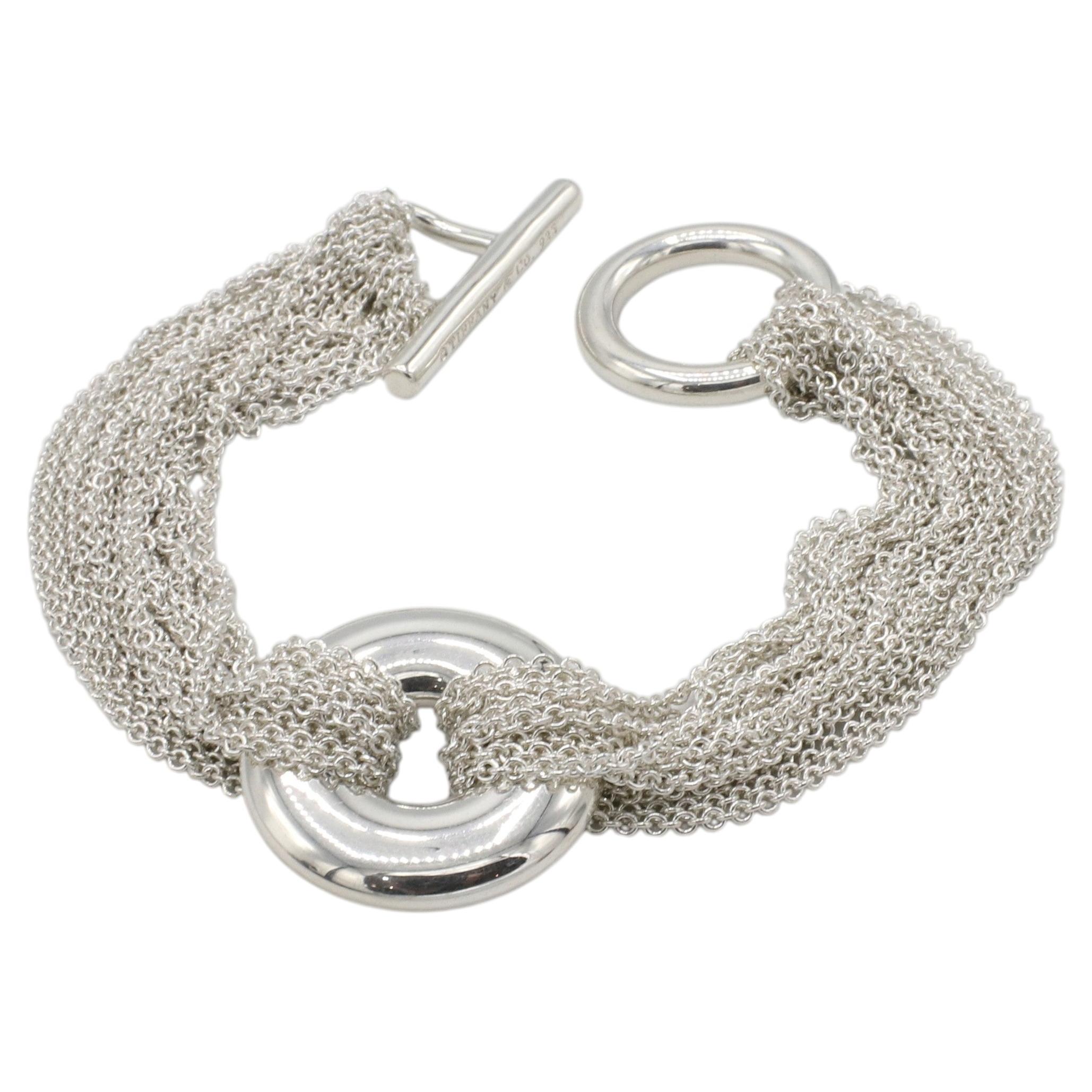 Tiffany & Co. Bracciale a ciambella con maglie a catena a più file in argento sterling di Elsa Peretti