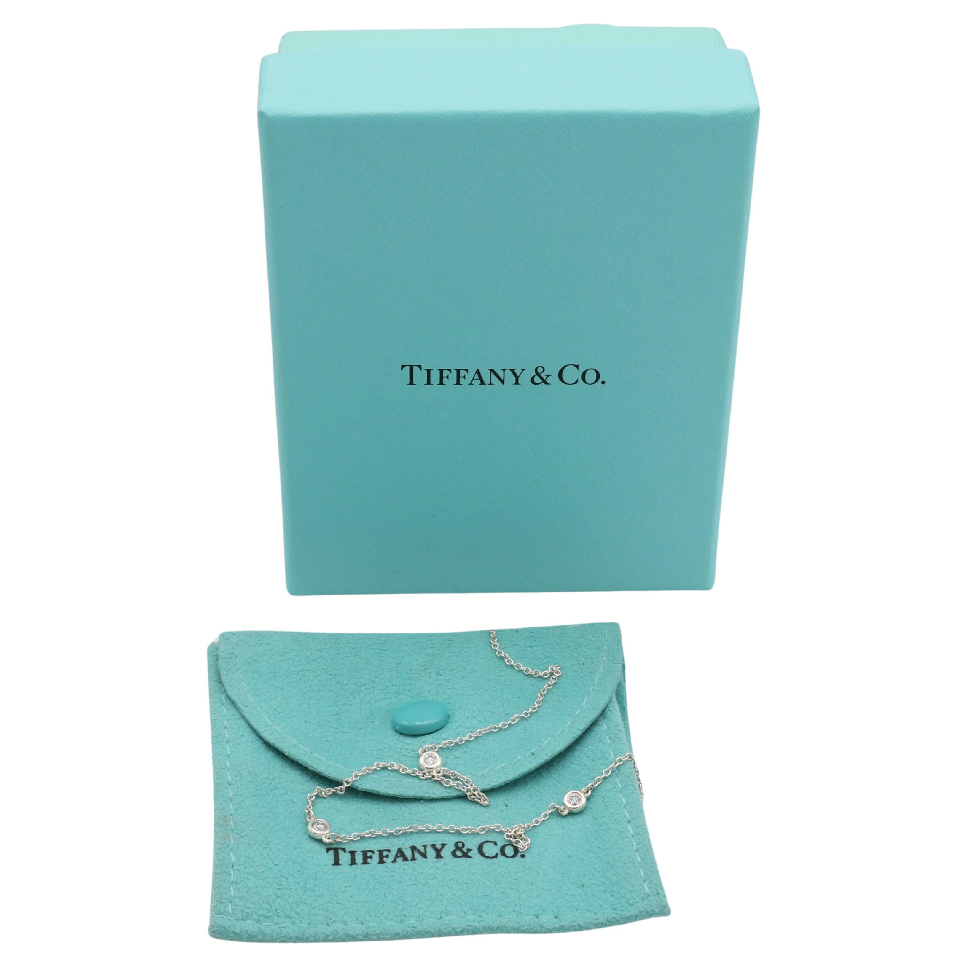 Modern Tiffany & Co. Elsa Peretti Sterling Silver Natural Diamond By The Yard Necklace 