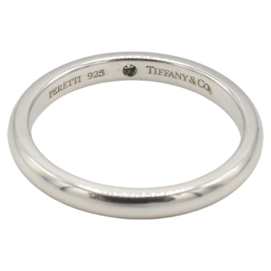 Moderne Tiffany & Co. Elsa Peretti Sterling Silver Natural Diamond Inlay Band Ring en vente