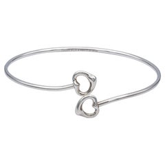 Tiffany & Co. Elsa Peretti Sterling Silver Open Heart Bangle Bracelet Medium Siz
