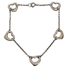 Vintage Tiffany & Co. Elsa Peretti Sterling Silver Open Heart Bracelet