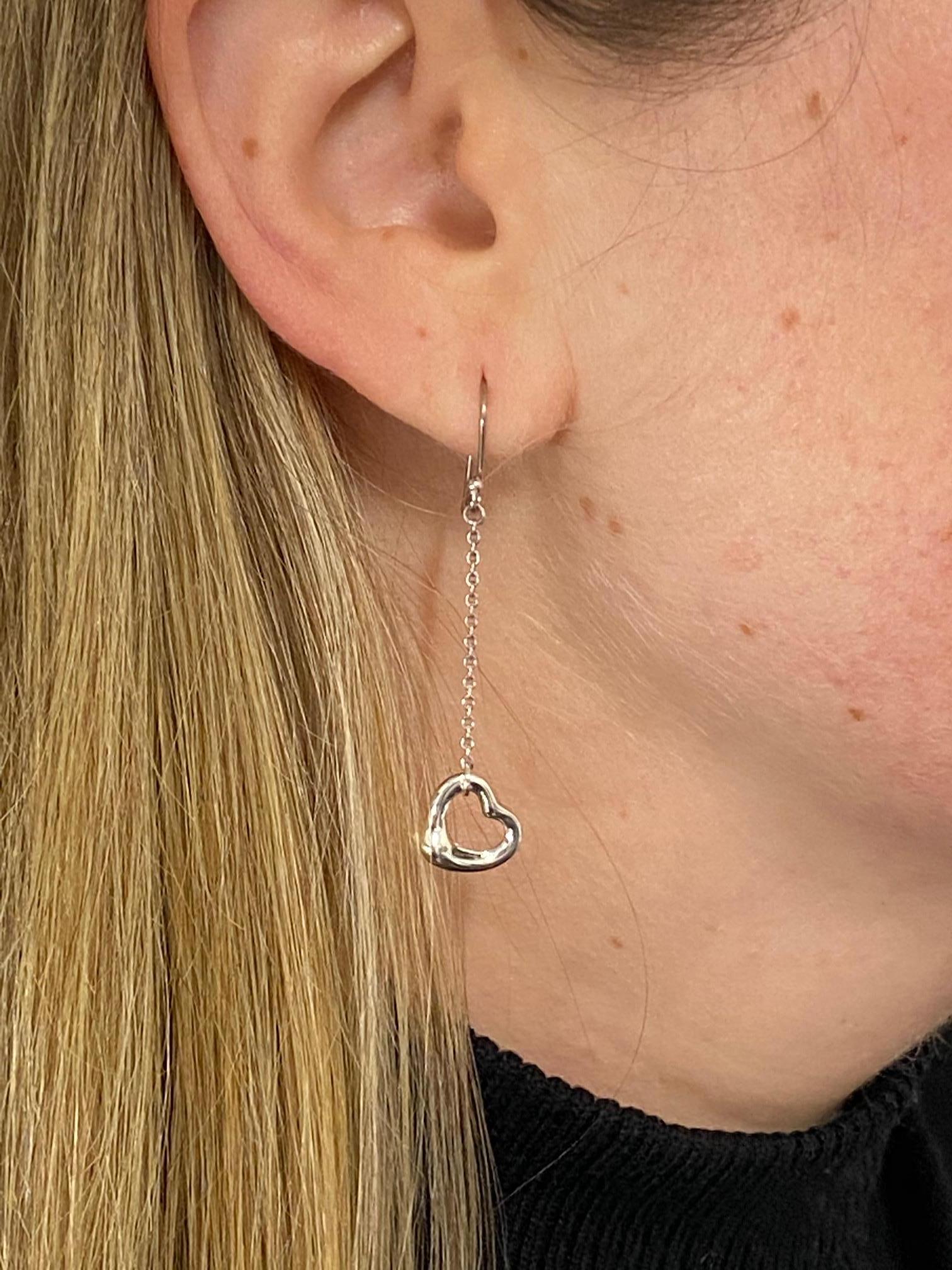 Women's Tiffany & Co. Elsa Peretti Sterling Silver Open Heart Dangle Drop Earrings