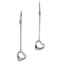 Tiffany & Co. Elsa Peretti Sterling Silver Open Heart Dangle Drop Earrings