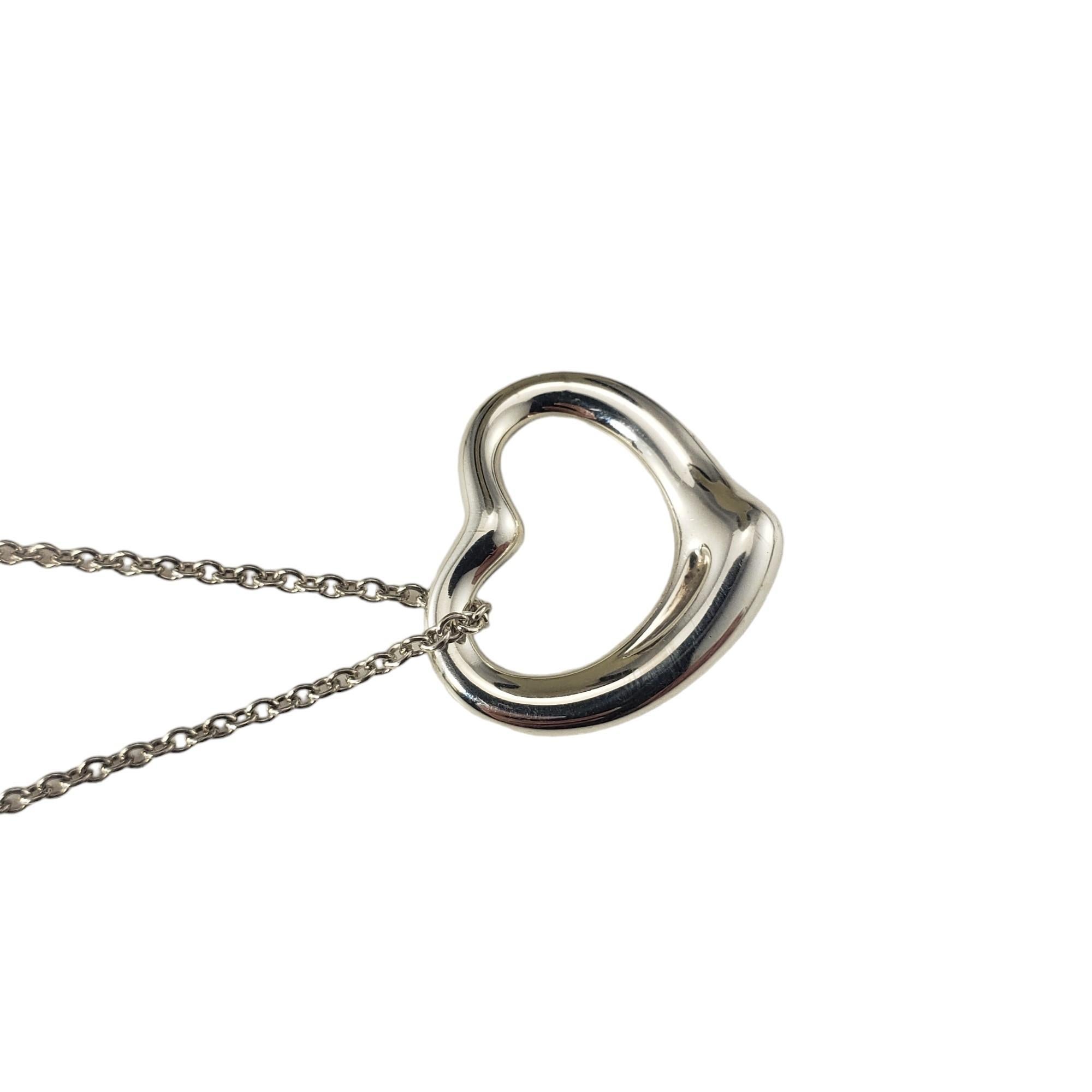 Tiffany & Co. Elsa Peretti Sterling Silver Open Heart Necklace #16845 In Good Condition For Sale In Washington Depot, CT