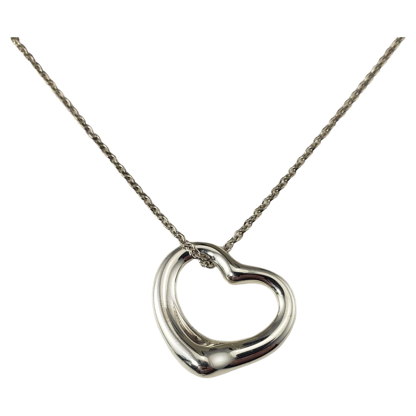 Tiffany & Co. Elsa Peretti Sterling Silver Open Heart Necklace #16845 For Sale